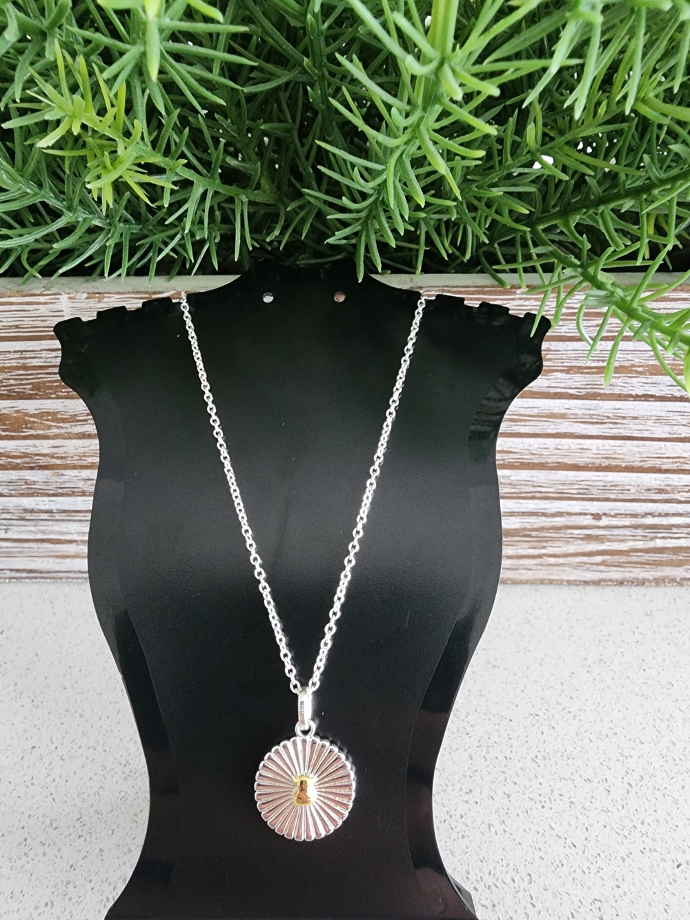Tous Silver Necklace with Gold-Accent Sunburst Pendant